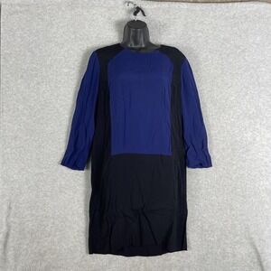 Sandro‎ Paris Colorblock Shift Dress Navy Black Womens Size 6 Minimalist Office